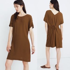 Madewell Downtown Tie-Back Olive Swing Dress